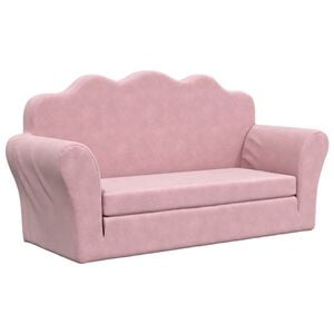 vidaXL B&auml;ddsoffa f&ouml;r barn 2-sits rosa mjuk plysch