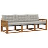 vidaXL Utomhussoffset med kudde 3 pcs Naturlig och ljusgr&aring;