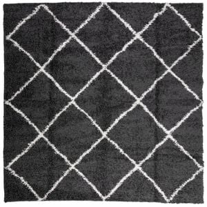 vidaXL Ryamatta PAMPLONA l&aring;ng lugg modern svart & gr&auml;ddvit 120x120 cm