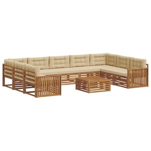 vidaXL Soffgrupper 10 pcs Naturlig och Beige Massivt Akaciatr&auml;
