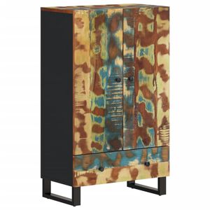 vidaXL Skåp med låda 60x33x100 cm massivt återvunnet trä och järn