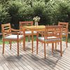 vidaXL Matgrupp för trädgården med dynor 5 delar massiv teak