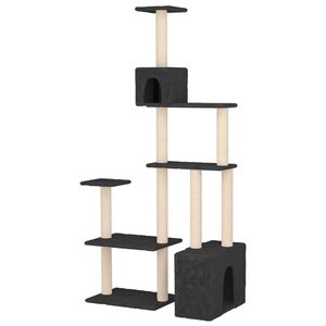 vidaXL Katttr&auml;d med sisal kl&ouml;spelare M&ouml;rkgr&aring; 177,5 cm