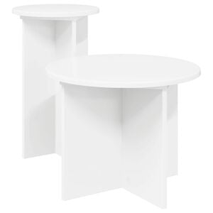 vidaXL Sidobordsset 2 st Vit &Oslash; 45 x 35 cm Konstruerat tr&auml;