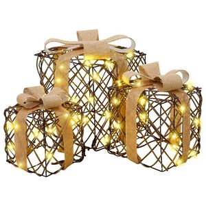 vidaXL Ljusande julklapp 3 st 150 LED-lampor Varmvit