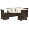 vidaXL Loungegrupp med dynor 5 delar brun konstrotting