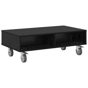 vidaXL Sido bord med hjul Svart Ek 90 x 50 x 30 cm Konstruerat tr&auml;