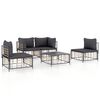 vidaXL Loungegrupp 5 delar med dynor antracit konstrotting