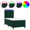 vidaXL Rams&auml;ng med madrass & LED m&ouml;rkgr&ouml;n 90x200 cm sammet