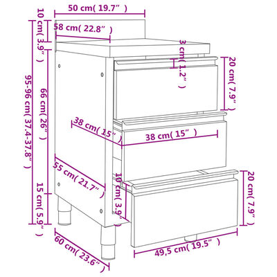vidaXL Diskbänk för storkök med 3 lådor rostfritt stål