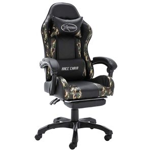 vidaXL Gamingstol med fotst&ouml;d svart och kamouflage konstl&auml;der