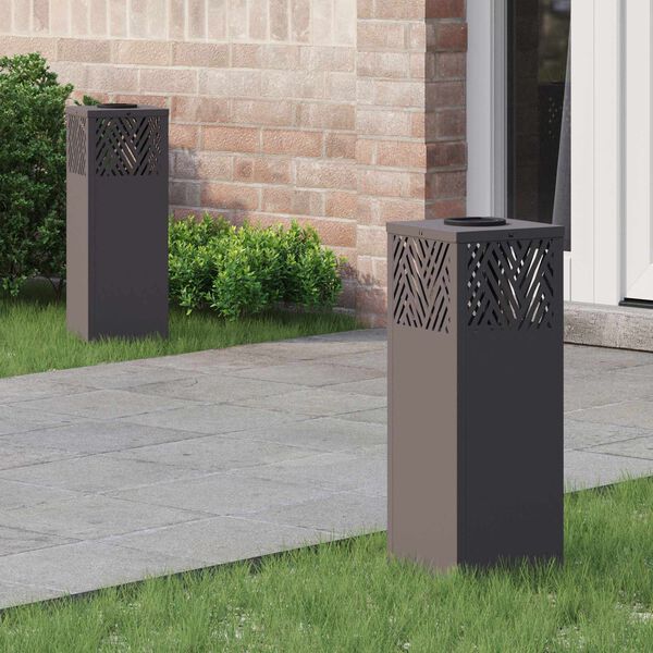 vidaXL Solar LED Stig Ljus Fiskbensm&ouml;nster 2 pcs Svart Kallvalsat st&aring;l