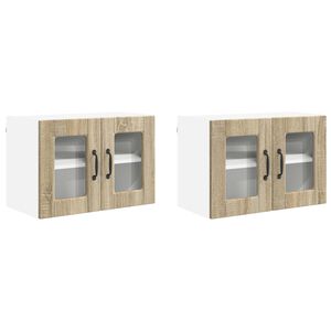 vidaXL V&auml;ggglasf&ouml;rr&aring;d PORTO 2 pcs Sonoma-ek 60 x 31 x 40 cm