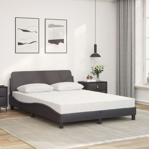 vidaXL Bed with Mattress "Dover" Grey 140x190 cm Faux Leather