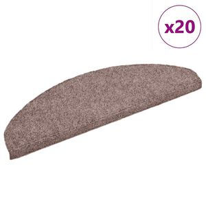 vidaXL Trappmattor sj&auml;lvh&auml;ftande 20 st 65x21x4 cm ljusbrun halvrunda stora
