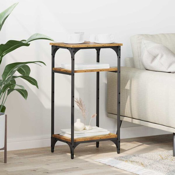 vidaXL Sidobord med hylla Gammalt tr&auml; 40 x 30 x 75 cm Konstruerat tr&auml;