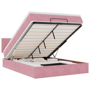 vidaXL Ottoman s&auml;ngram med madrass rosa 140x190 cm sammet