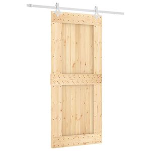 vidaXL Skjutd&ouml;rr Naturlig och vit 90 x 210 cm Massiv furutr&auml;d&ouml;rr