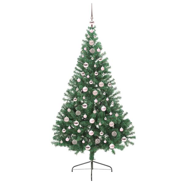 vidaXL Konstgjord F&ouml;rbelyst Julgran med 300 LED-lampor Gr&ouml;n 210 cm PVC