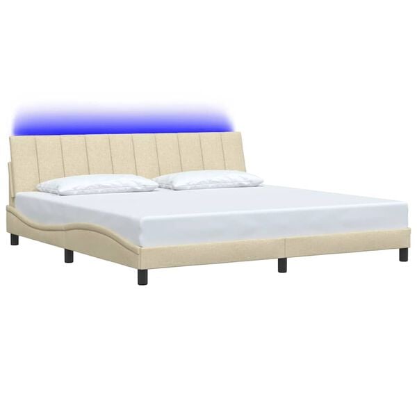vidaXL Bed Frame without Mattress "Hanko" Cream 200x200cm Fabric