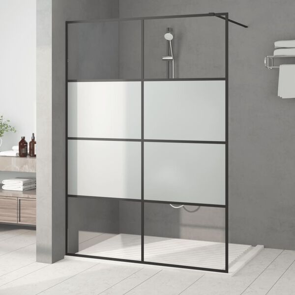 vidaXL Duschv&auml;gg svart 140x195 cm halvfrostat ESG-glas