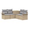 vidaXL Soffset 5 st Beige och Ljusgr&aring; Poly Rattan och st&aring;l
