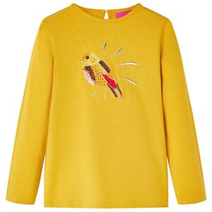 T-shirt med l&aring;nga &auml;rmar f&ouml;r barn m&ouml;rk ockra 104