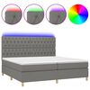 vidaXL Rams&auml;ng med madrass & LED m&ouml;rkgr&aring; 200x200 cm tyg