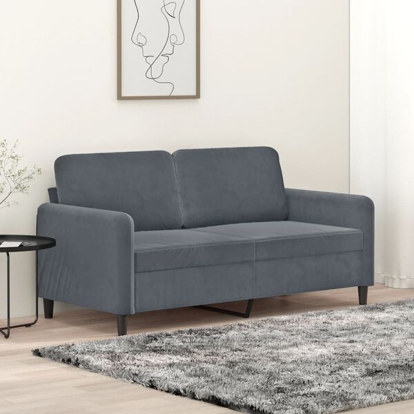 vidaXL Soffa 2-sits m&ouml;rkgr&aring; 140 cm sammet