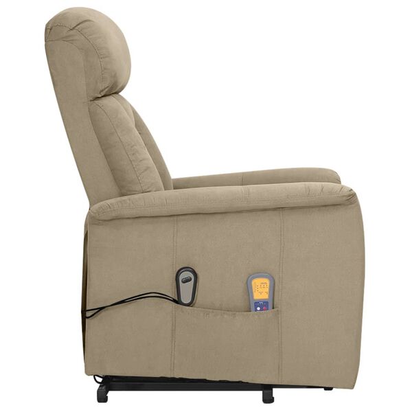 vidaXL Massagefåtölj med uppresningshjälp Ljusgrå mikrofibertyg