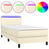 vidaXL Rams&auml;ng med madrass & LED gr&auml;ddvit 100x200 cm konstl&auml;der