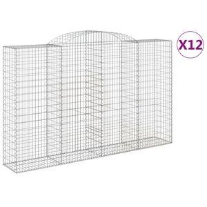 vidaXL Gabioner b&aring;gformade 12 st 300x50x180/200 cm galvaniserat j&auml;rn