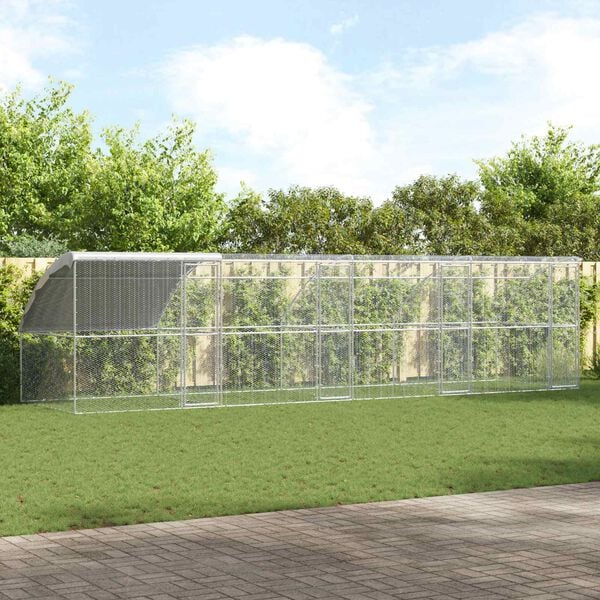 vidaXL Hönshus 4 pcs Silver 800 x 200 x 200 cm Stål och PE