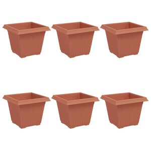 vidaXL Kvadratisk Blomkruka 6 pcs Murgr&ouml;n 20 x 20 x 16 cm Plast