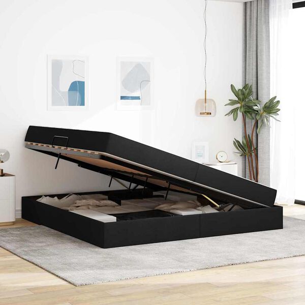 vidaXL F&ouml;rvaringss&auml;ng med madrass Svart 200 x 200 cm Polyester