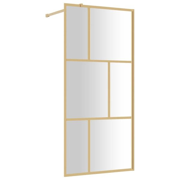 vidaXL Duschvägg med klart ESG-glas guld 80x195 cm