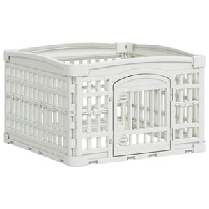vidaXL 4-delad Hundlekhage 60 x 60 x 38 cm Plast Vit Hopf&auml;llbar