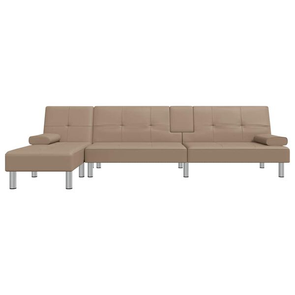 vidaXL L-formad bäddsoffa cappuccino 255x140x70 cm konstläder
