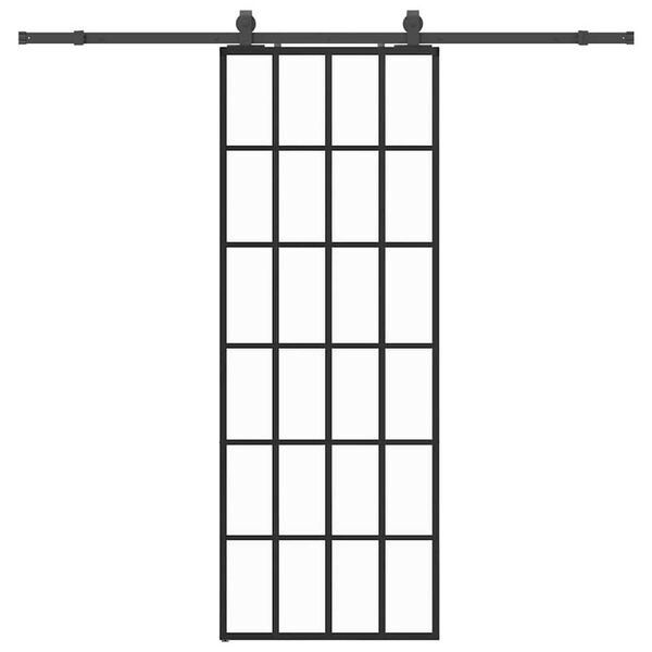vidaXL Skjutd&ouml;rr med beslag svart 76x205 cm ESG-glas