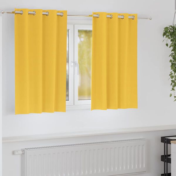vidaXL M&ouml;rkl&auml;ggningsgardiner med Ringar 2 pcs Senapsgul 140 x 140 cm