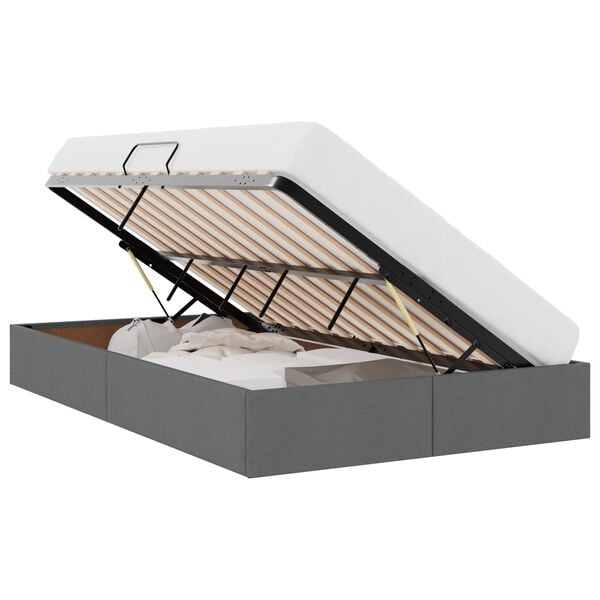 vidaXL F&ouml;rvaringss&auml;ng med madrass med lagring M&ouml;rkgr&aring; 120 x 200 cm tyg