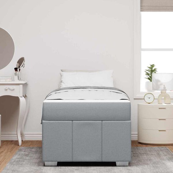 vidaXL S&auml;ngram med madrass Ljusgr&aring; 100 x 200 cm tyg