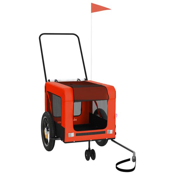 vidaXL Cykelvagn för djur orange och svart oxfordtyg och järn