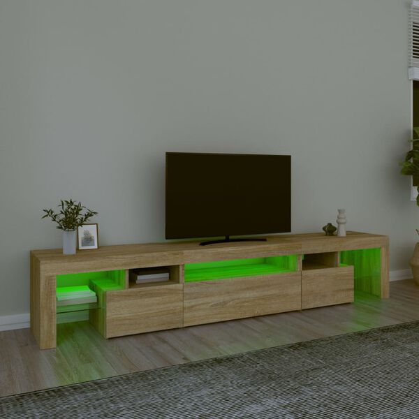 vidaXL Tv-bänk med LED-belysning sonoma ek 215x36,5x40 cm