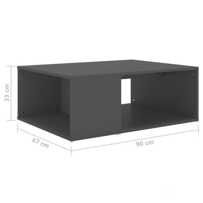 vidaXL Soffbord grå 90x67x33 cm konstruerat trä