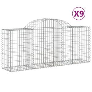 vidaXL Gabioner b&aring;gformade 9 st 200x50x80/100 cm galvaniserat j&auml;rn