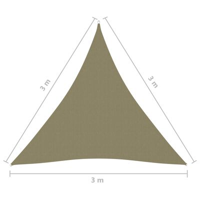 vidaXL Solsegel oxfordtyg trekantigt 3x3x3 m beige