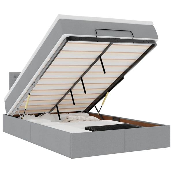 vidaXL Ottoman s&auml;ng med madrass ljusgr&aring; 120x200 cm tyg