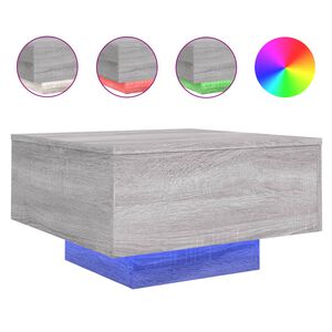 vidaXL Soffbord med LED gr&aring; sonoma 55x55x31 cm