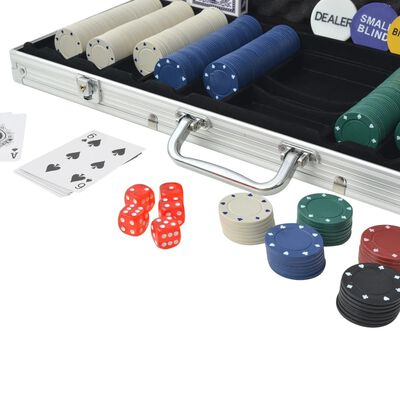 vidaXL Pokerset med 500 marker aluminium
